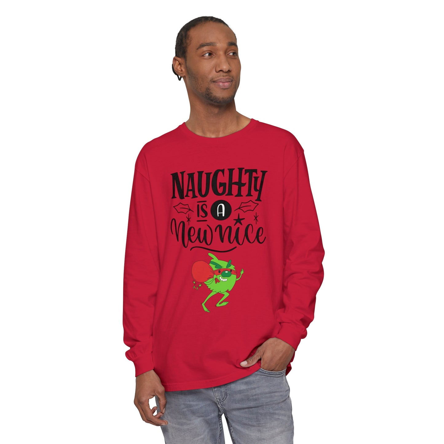 Naughty is a New Nice Unisex Garment-dyed - Long Sleeve T-Shirt